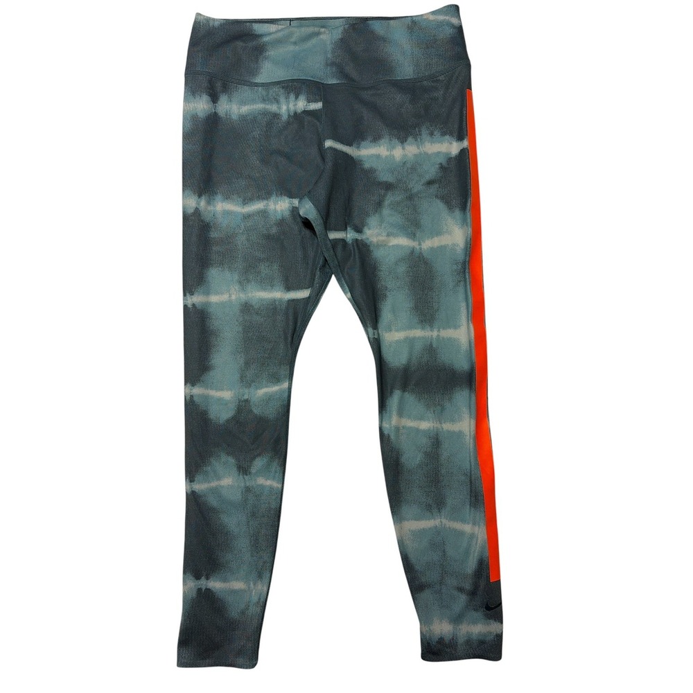 Nike Dri-FIT One Luxe Womens Athletic Training Leggings L Blue Green Tie Dye